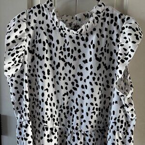 Women's Polka Dot Flutter Sleeve Babydoll Top